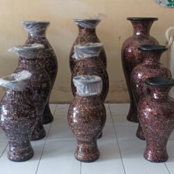 Maroon, Brown, and Black Ceramic Jars